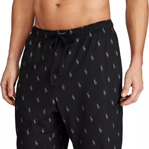 Polo Ralph Lauren Men's Black & Gray Soft Comfy Pony Print Pajama Jogger Pants M - Picture 2 of 10